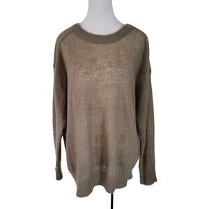 Mng Mango Size‎ S Open Knit Crewneck Tan Sweater Soft Casual Sheer Lightweight